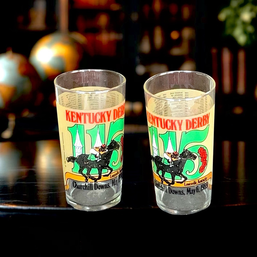 2 Vintage 1989 Kentucky Derby 115th Mint Julep Glasses Churchhill Downs